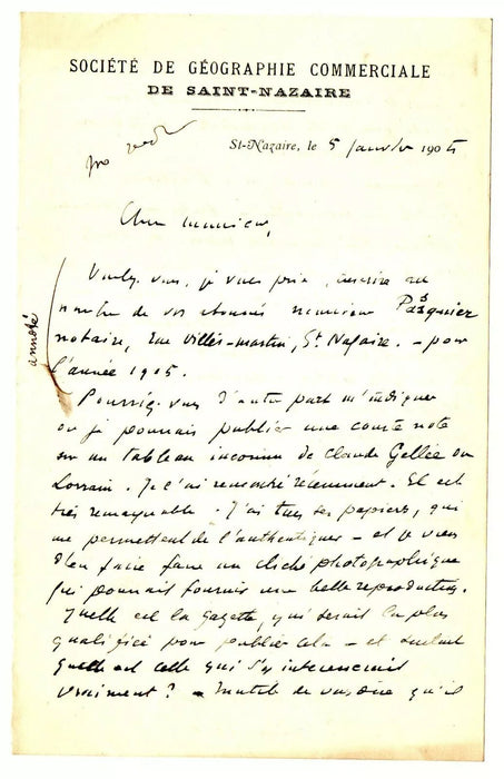 Etienne Port géographe 2 lettre 2 carte autographe Célestin Port Claude Gellée