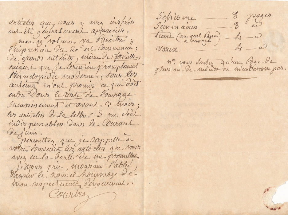 25 lettres autographes Eustache-Marie Courtin enclypoédie religion abbé Bouderie