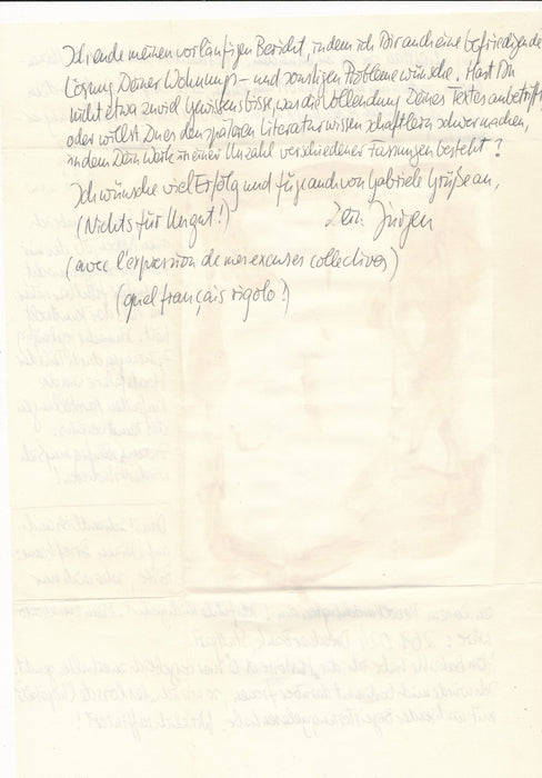 Jürgen Zeller 2 lettres autographes 1 signée avec collages allemand artiste
