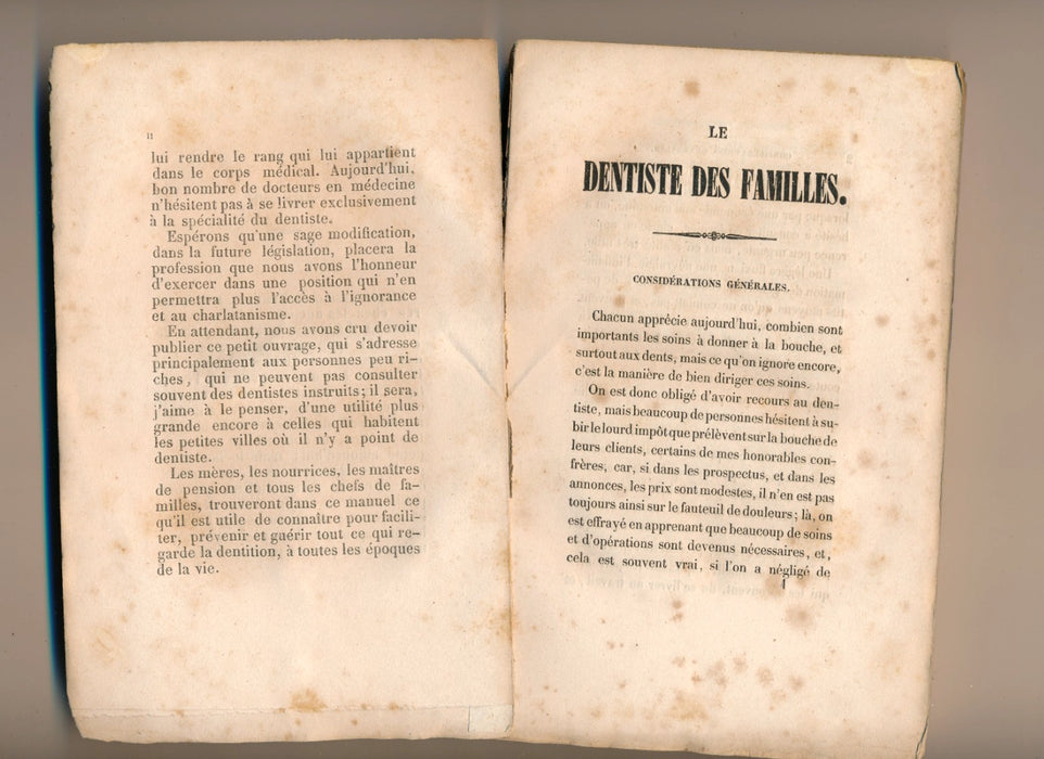 Paul Gresset Le dentiste des familles manuel d’hygiène de la bouche 1845 EO