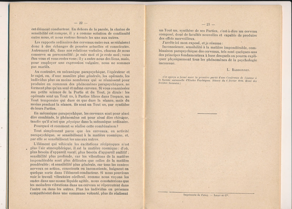 Bardonnet hypnotisme magnétisme occultisme Ponge forces rayonnantes 1916