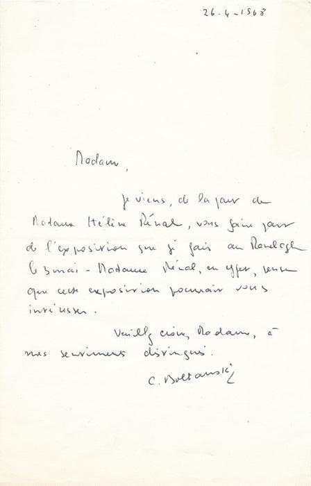 Christian BOLTANSKI sur sa première exposition Théâtre du Renlagh 1968