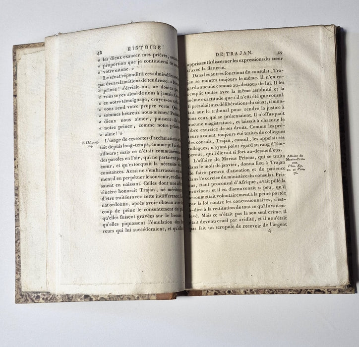 2 texte reliés Trajan Crevier 1807 Pline le Jeune esquisse littéraire 1825