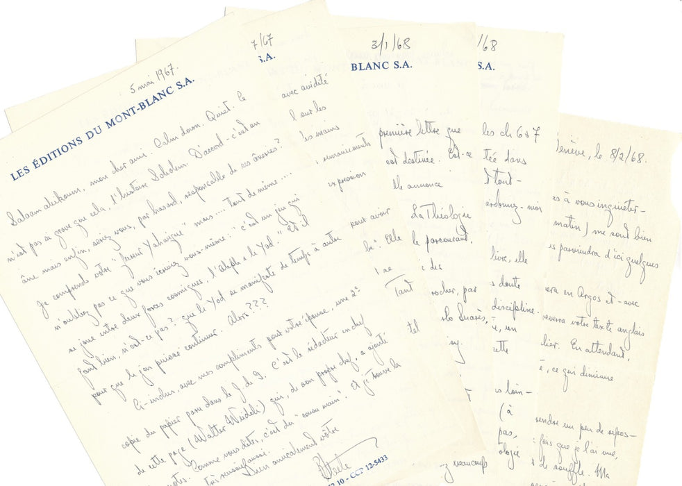 Bernard Steele éditions Denoël 16 lettre autographe éd. Mont Blanc Carlos Suarès