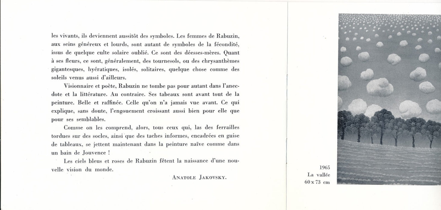 Rabuzin peintre croatie Galerie Mona Lisa catalogue 1965 Jakovsky