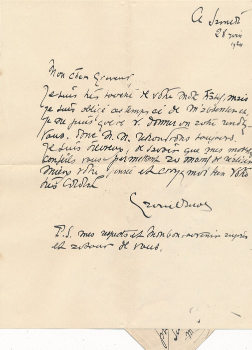 bel ensemble Gabriel Belot 9 lettres autographes signée au graveur Daniel Girard