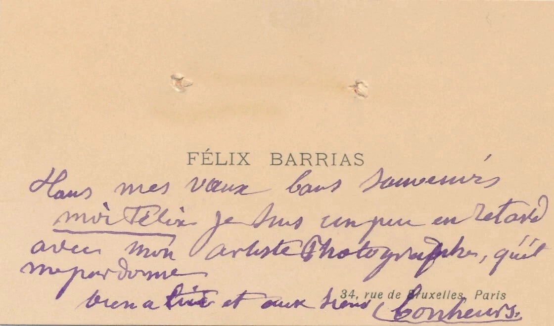 Félix-Joseph Barrias lettre autographe signée et carte visite artiste pauvre !