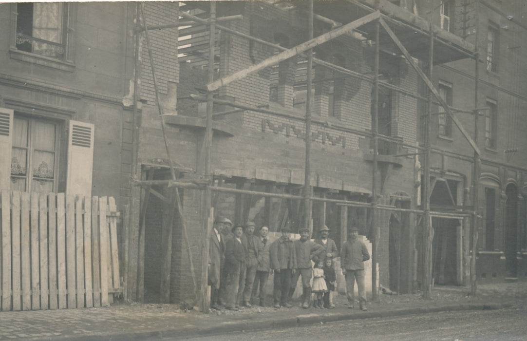 6 photos échafaudage en bois construction photographie argentique c. 1910-1920