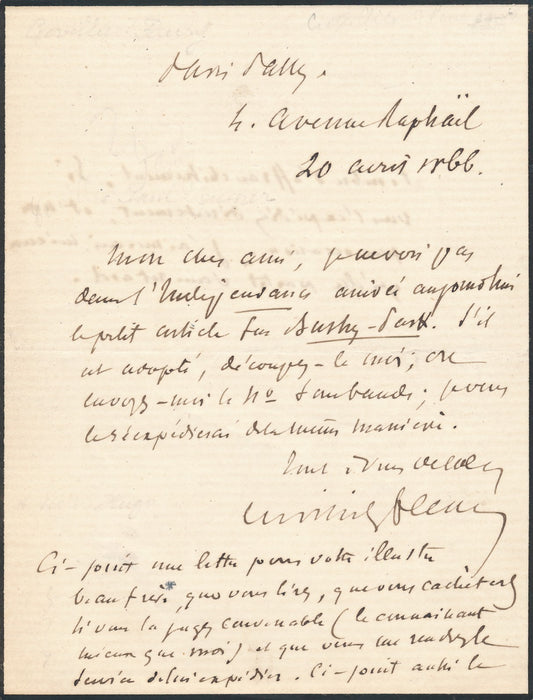 CUVILLIER FLEURY  une lettre pour Victor Hugo lettre autographe signée
