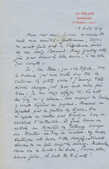Henry Kistemaeckers pourrait faire du bonheur... lettre autographe signée 1929