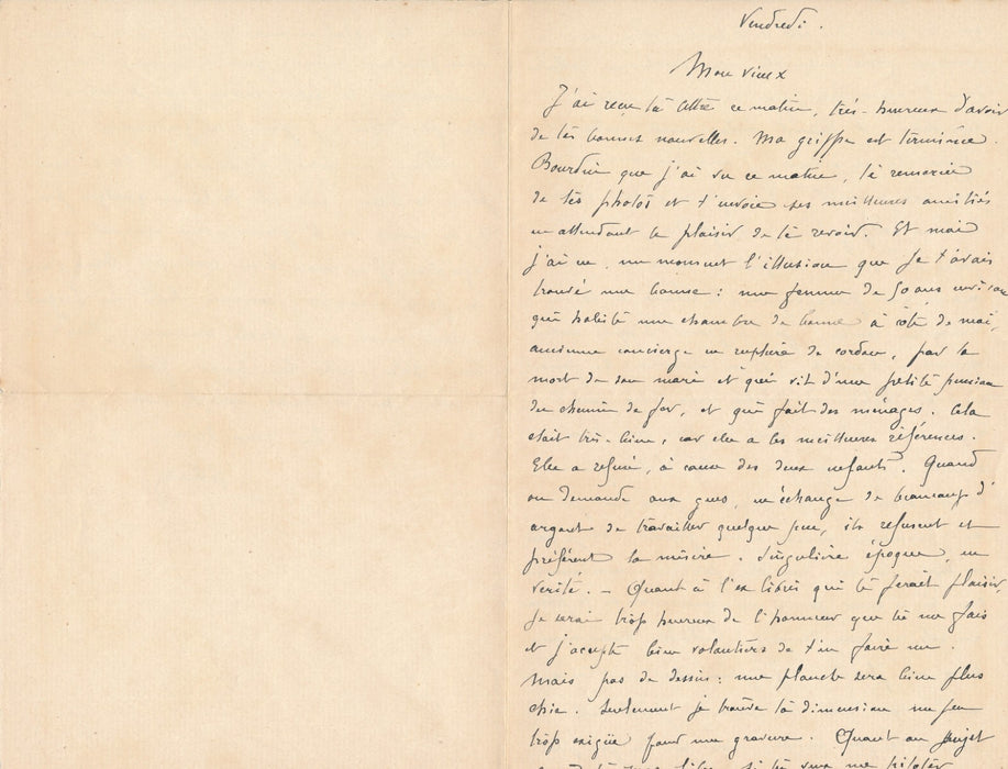 Gustave Leheutre accepte de faire un exlibris pour un ami lettre autographe