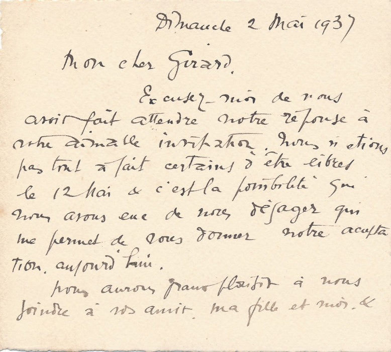 peintre Maurice Lalau 2 lettres 1 carte autographe signée des invitations