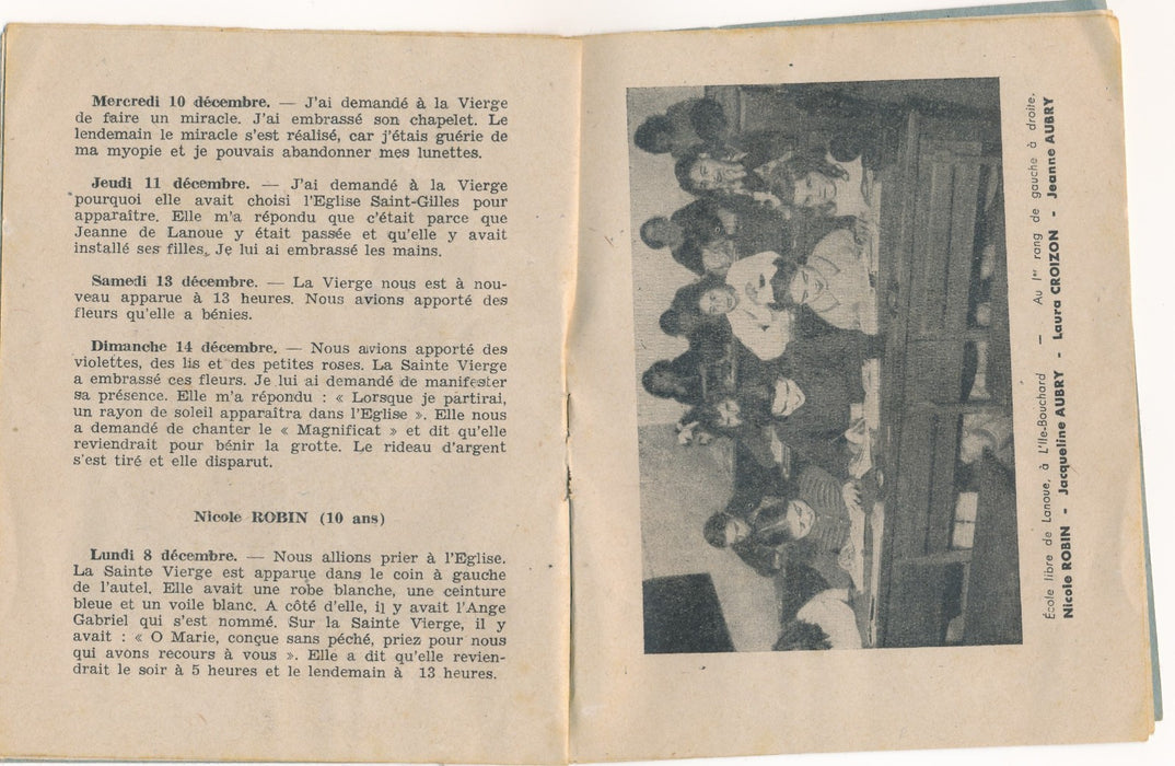 Apparitions miraculeuses 1947 Ile Bouchard religion miracle