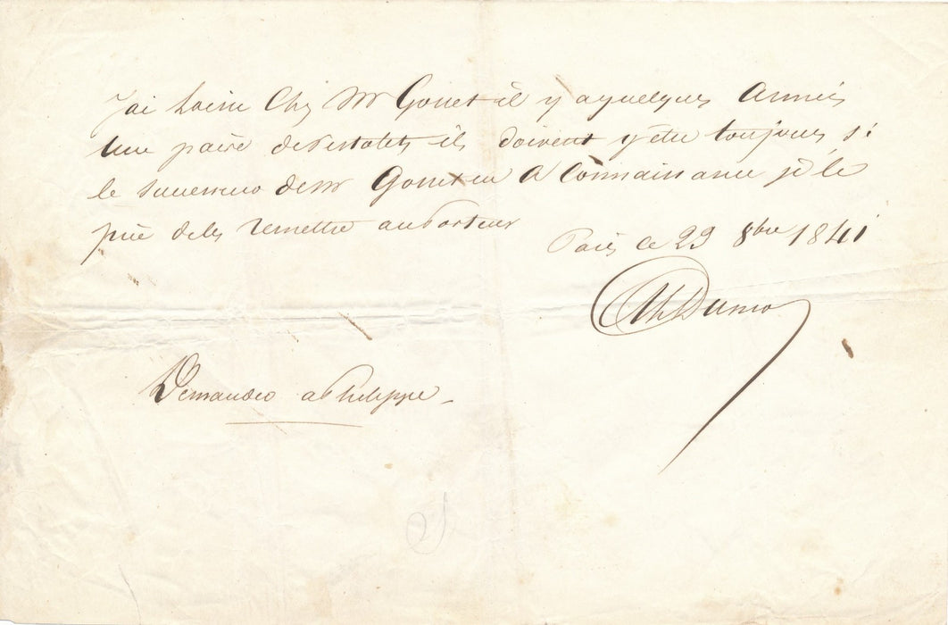 Alexandre Dumas père veut récupérer paire de pistolets ! autographe signé