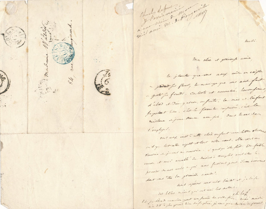 Russe Sofia Sophie Swetchine veut rencontrer M. Lesobre lettre autographe Russie