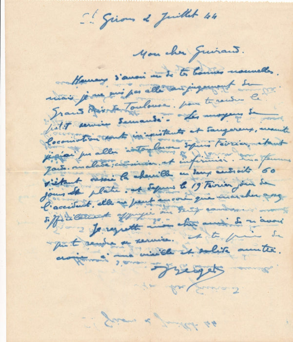 peintre Joseph Bergès 2 lettres autographes Raoul Guirand Maurice Roganeau