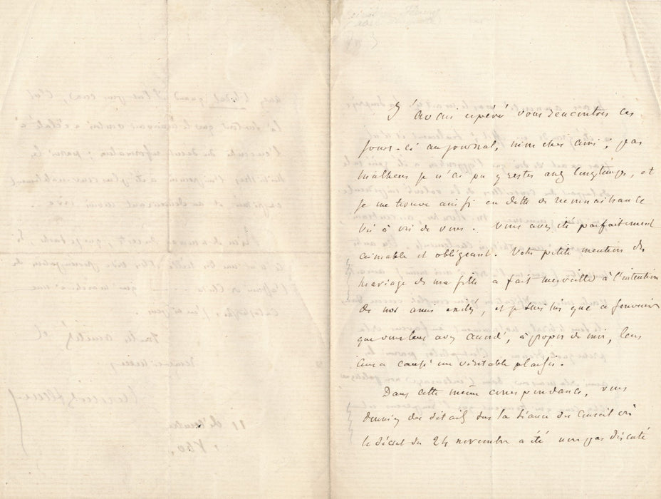 CUVILLIER FLEURY sur décret du 24 novembre 1860 Napoléon III lettre autographe