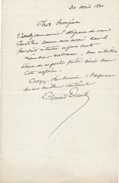 Edouard Detaille 4 lettres autographes bel ensemble droit de suite ami anglais