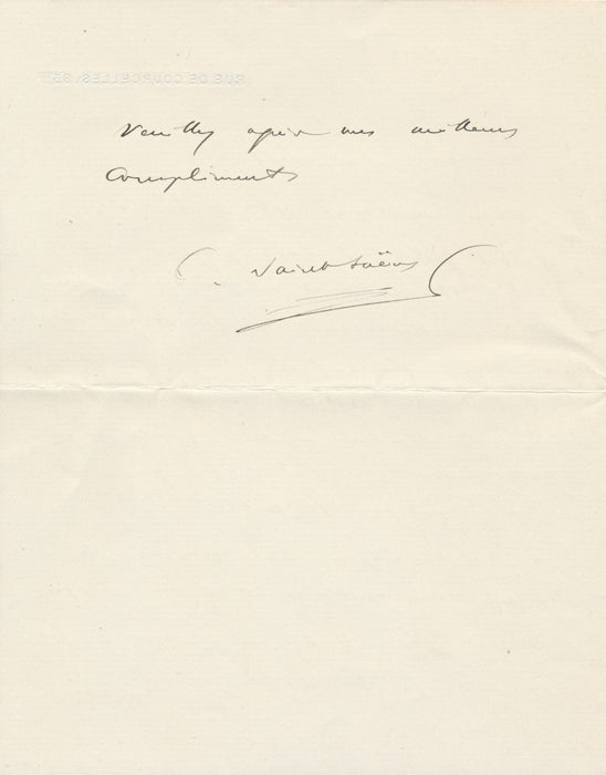 Camille SAINT SAËNS homme confiance et son avocat lettre autographe signée Saens
