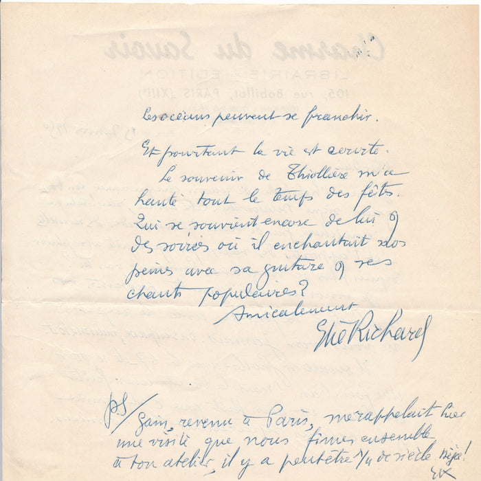 Élie Richard écrivain éditeur au graveur Germain Delatousche