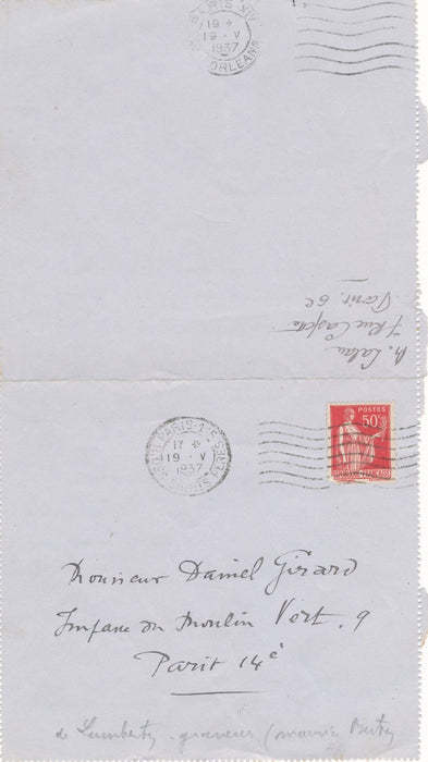peintre Maurice Lalau 2 lettres 1 carte autographe signée des invitations