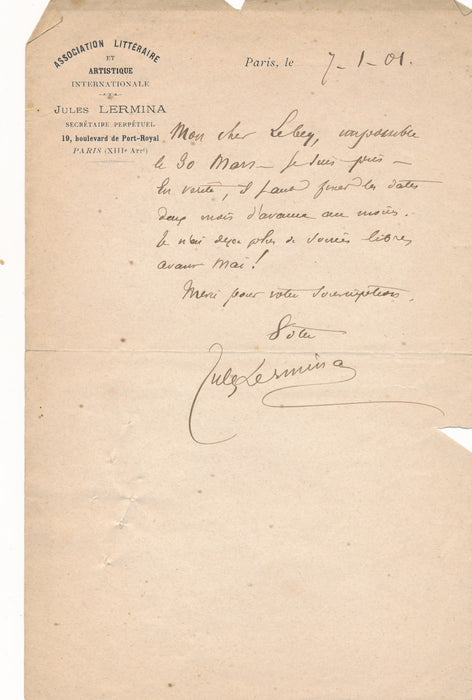 Jules Lermina 4 lettres autographes à Alexis Lebey libre penseur anarchisme