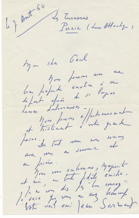 Jean SARMENT 5 lettre autographe et CPAS bel ensemble sur le théâtre