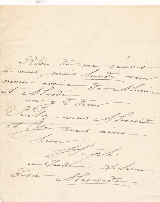Stéphanie Tascher de la Pagerie billet autographe invitation je vous aime bien