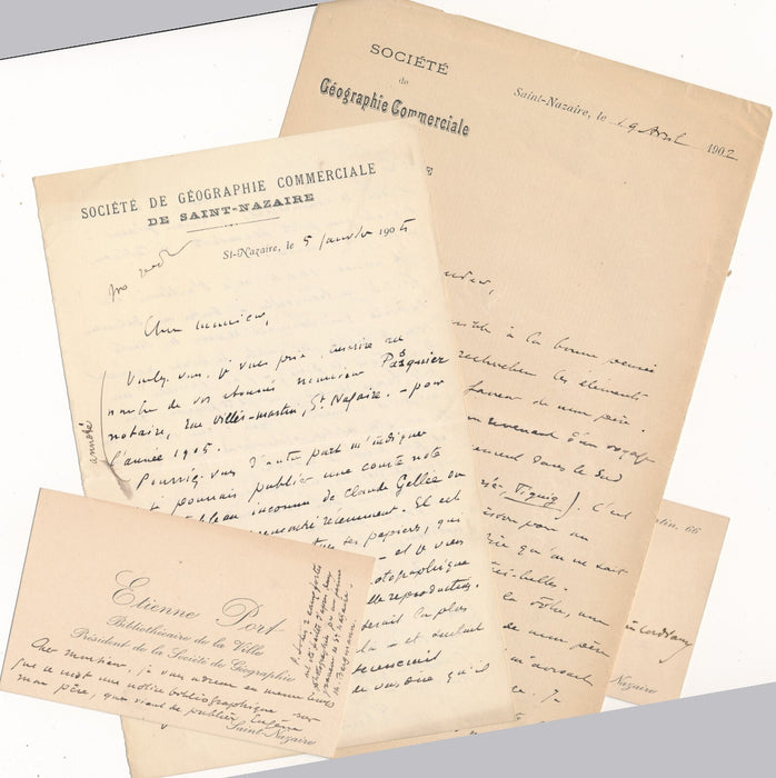 Etienne Port géographe 2 lettre 2 carte autographe Célestin Port Claude Gellée
