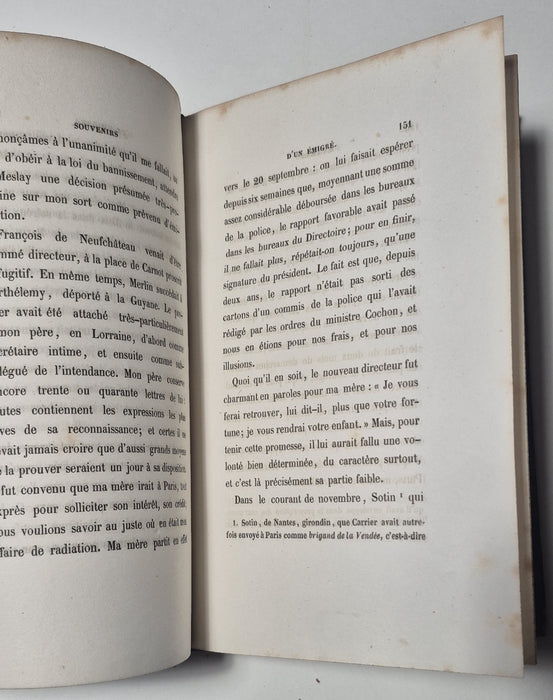 H. de La Porte Souvenirs d un emigre  1797 à 1800 édition 1843 envoi autographe