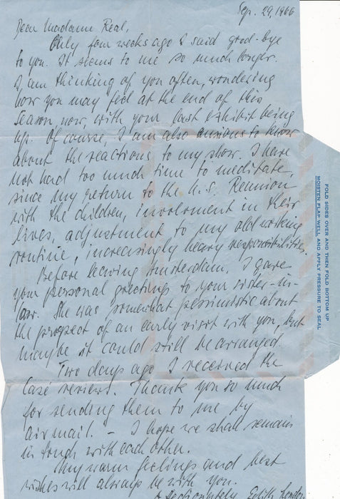 Edith LONDON peintre 7 lettres et cartes autographes signées correspondance