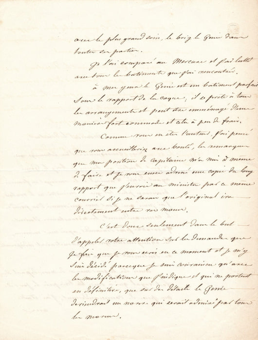 Louis Henri de GUEYDON belle lettre autographe signée navire Le Génie Guadeloupe