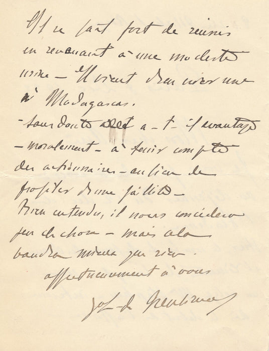 Edgard de Trentinian général les affaires Sénégal Madagascar lettre autographe