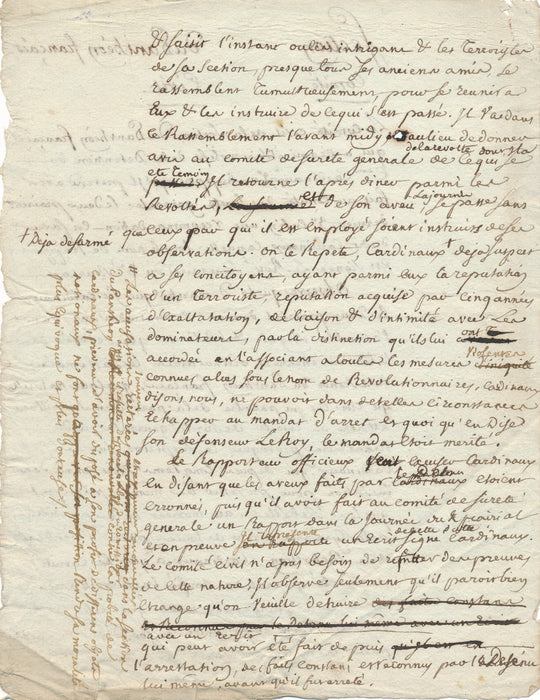 v. 1794 Révolution fin Terreur Panthéon Français manuscrit contre les Rebelles