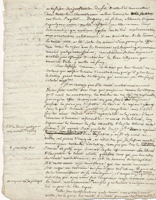 v. 1794 Révolution après Terreur section Panthéon Français manuscrit comité