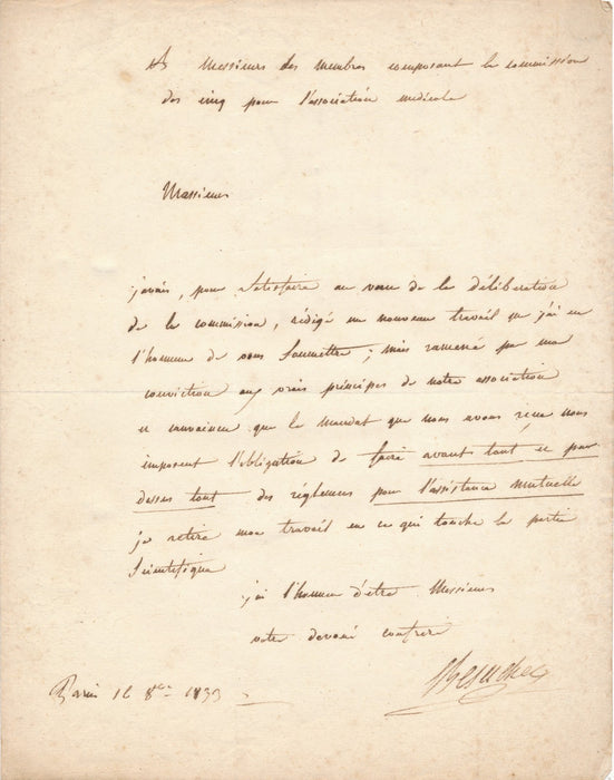 Jean Claude Besuchet assistance mutuelle par dessus tout lettre autographe