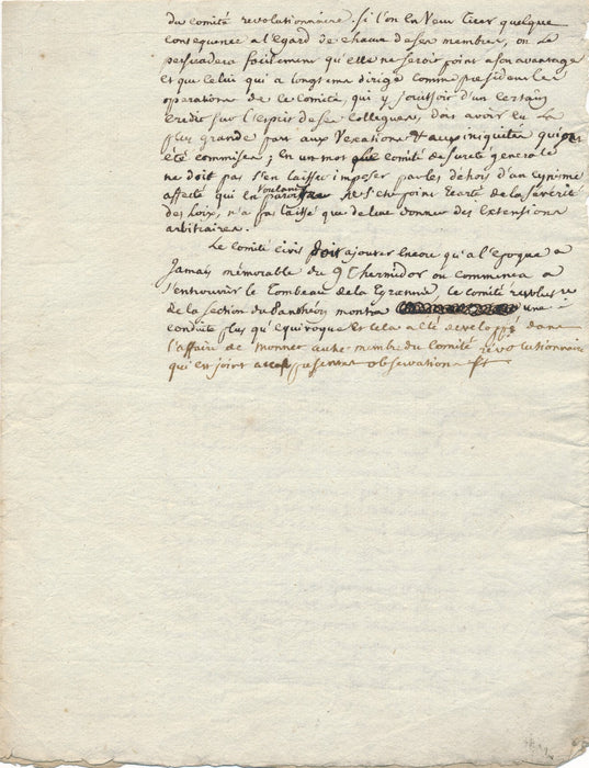 v. 1794 Révolution après Terreur section Panthéon Français manuscrit comité