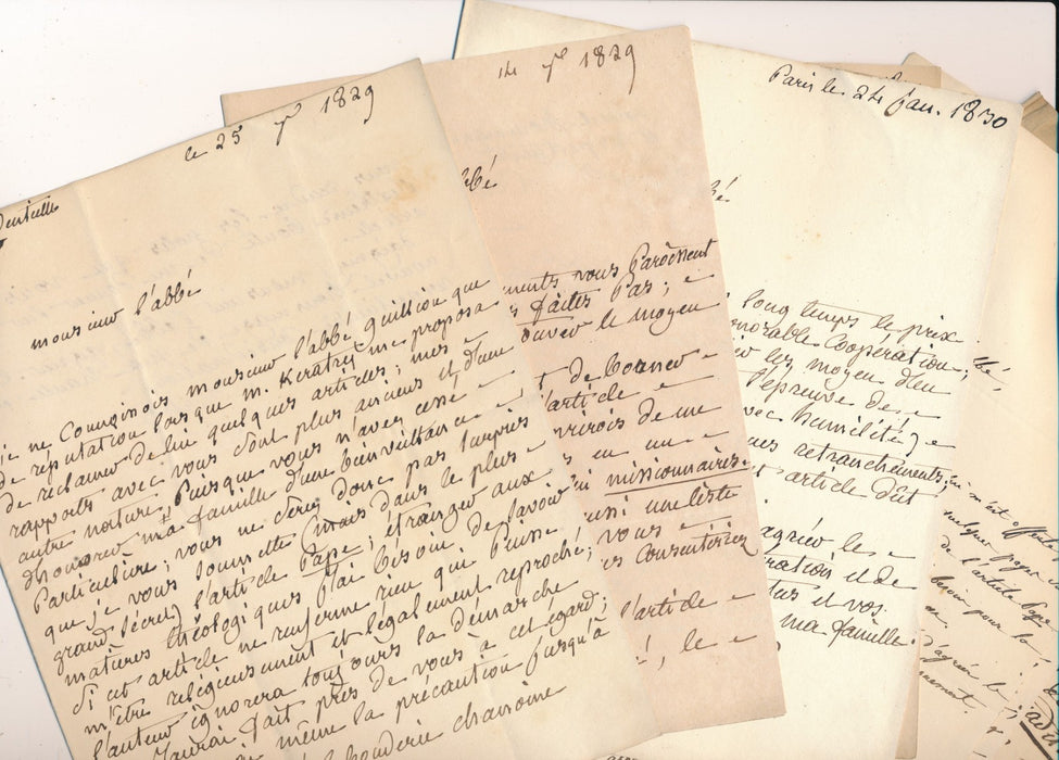 25 lettres autographes Eustache-Marie Courtin enclypoédie religion abbé Bouderie