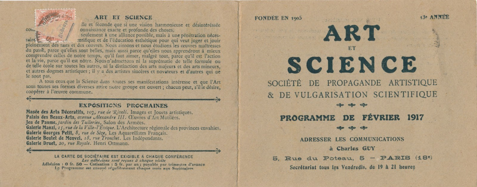 société propagande artistique vulgarisation scientifique