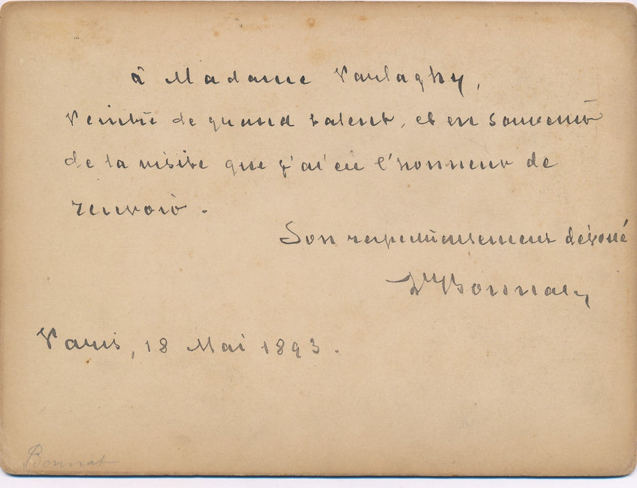 Léon Bonnat photo photographie signée dedicacée atelier albumine 1893