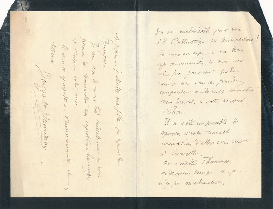L-A BOURGAULT-DUCOUDRAY 4 lettre autographe à Charles MALHERBE Thamara Schubert