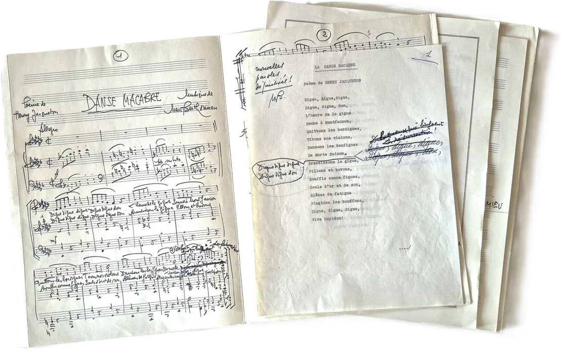 Marc Berthomieu poème Henry  Jacqueton 3 partitions musique manuscrites