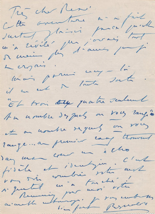 Reynaldo HAHN belle lettre à René PETER 1924 un grand ami