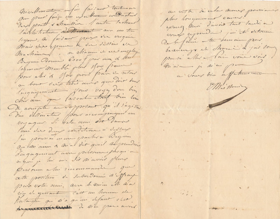 Ernest Meissonier lettre autographe signée Moldavie chemin de fer