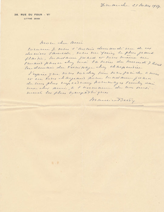 Peintre Maurice Berty 5 lettres autographes Daniel Girard maître Charles Jouas
