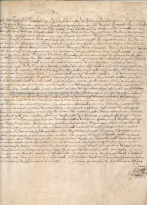 Alsace Charte Strasbourg 1608 Hugo Sturm von... manuscrite