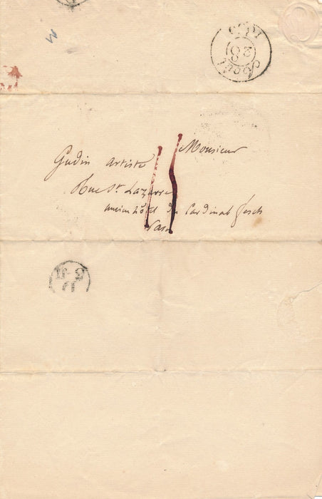 Auguste Jal invite Gudin avec Langlois et le colonel Voutier lettre autographe