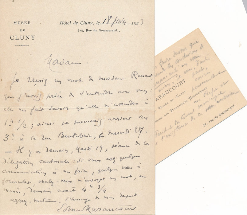 Edmond Haraucourt lettre autographe signée muséee Cluny Délégation cantonal