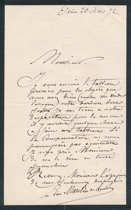 peinre Emile Van Marcke 2 lettres autographes marchand Victor Brame marché art