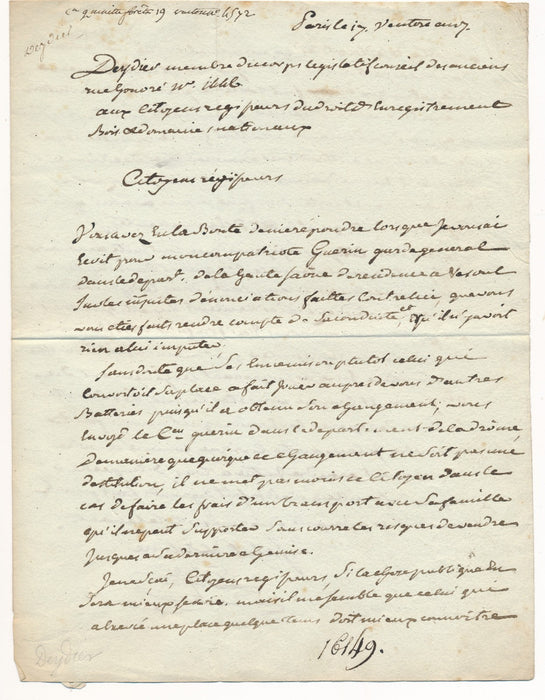 Ain Révolution 1799 Étienne Deydier 2 lettres autographes signées et 1 note
